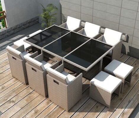 salon de jardin vidaxl 11pcs
