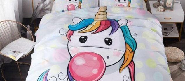 Parure de lit licorne colorée pour enfant