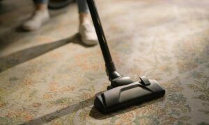 Garder sa maison propre quand on a un chat : conseils et astuces Aspirateur nettoyant un tapis à motifs floraux